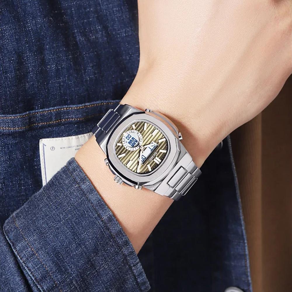 Модные повседневные деловые кварцевые часы с подсветкой и датой, водонепроницаемые наручные часы с цифровым дисплеем Relogio Masculino, мужские часы с будильником