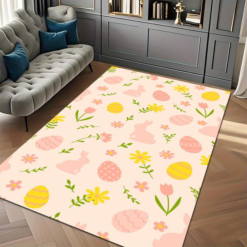 Warm Colors Rug Happy Easter Eggs Carpet Bedroom Decor Home Gift Alfombra Soft Carpets for Living Room Carton Rugs for Bedroom