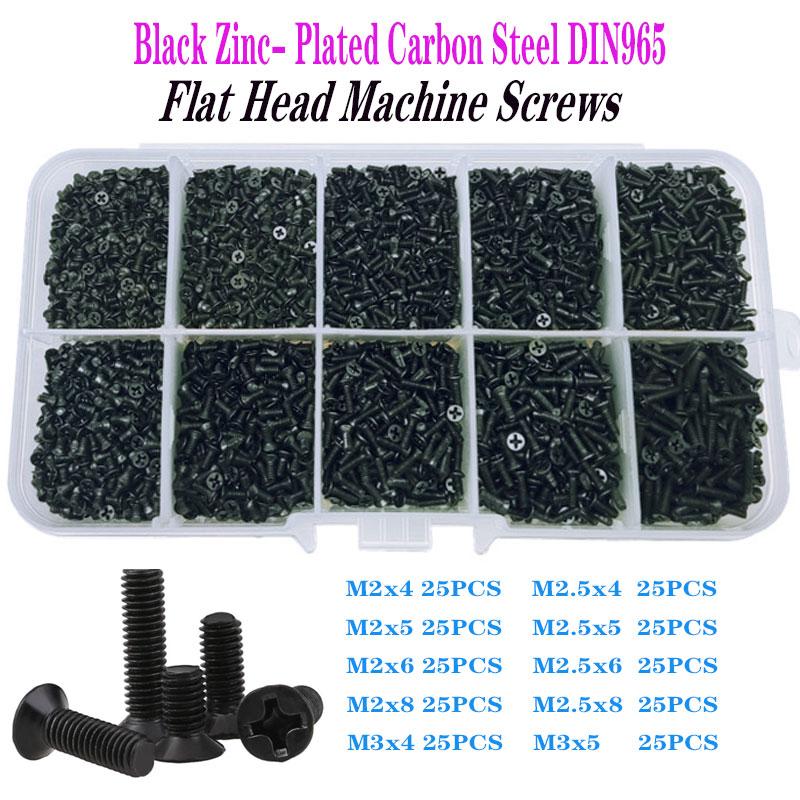 KM M2 M2,5 M3 винт с плоской головкой и крестообразным шлицем, винты для ноутбука, комплект винтов для ноутбука, маленькие черные болты для компьютера