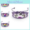 Distinctive And Colorful Rainbow Flag Time Gemstone Purple Leather Bracelet
