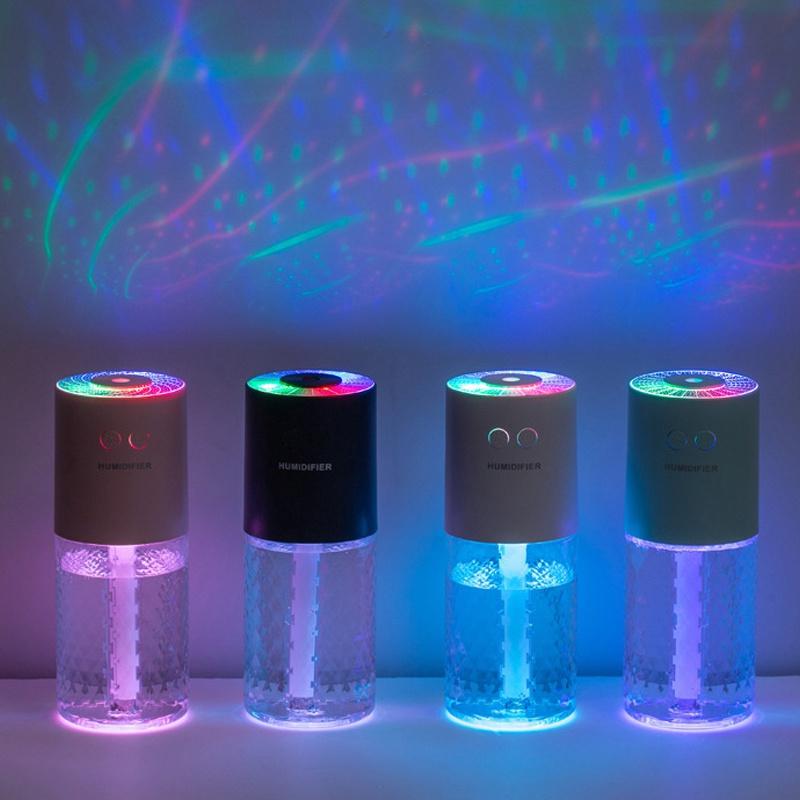 Car Home Air Humidifier Crystal Projection Lamp Essential Oil Humidifier Household Accessories