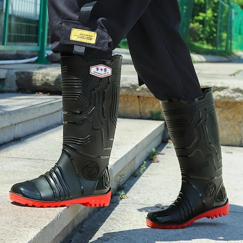 MEN'S High Quality PVC Waterproof Rain Boots Comfortable Non-slip Durable Garden Shoes Chunky Fishing Outdoor Activities Shoes