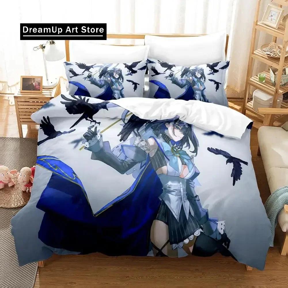 Ouro Kronii Постельное белье Single Twin Full Queen King Size Bed Set Adult Kid Bedroom Duvetcover Sets Anime Parure de lit Bed