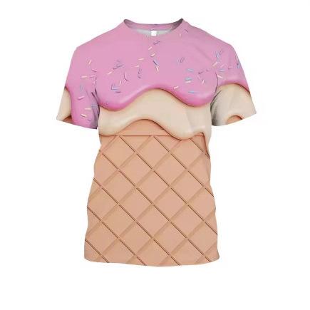 Ice Cream Fashion 3D Printed Men's T-Shirt Summer Quick Dry Breathable Comfortable Outdoor Exercise Daily
