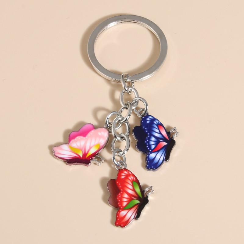 Cute Colorful Butterfly Enamel Flying Animals Key Chains For Women Girls Accessorie Handmade Jewelry Bag Charm
