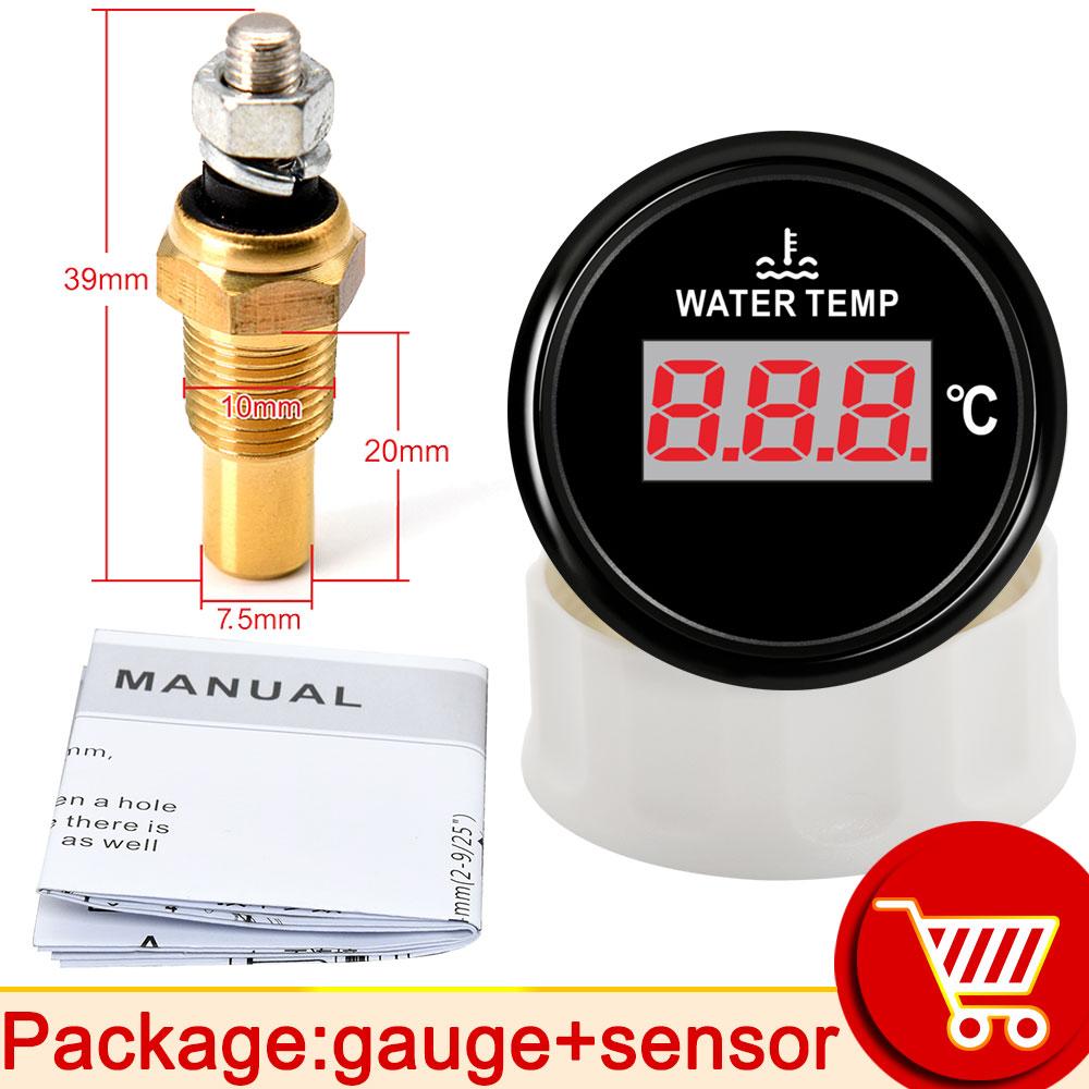 52mm Water Temp Gauge + Temperature Sensor 10mm Boat Car Motorcycle 40-120 Celsius Auto Water Temperature Meter Accessories