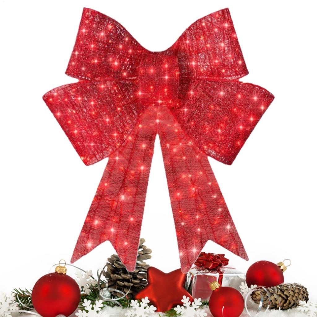 23.6in Lighted Red Christmas Decorations Wreath Outdoor Christmas Navidad Hanging for New Year Fireplace Table Centerpiece