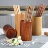 Bamboo Wooden Chopstick Cylinder Wooden Household Restaurant Chopstick Spoon Organizer Kitchen Storage