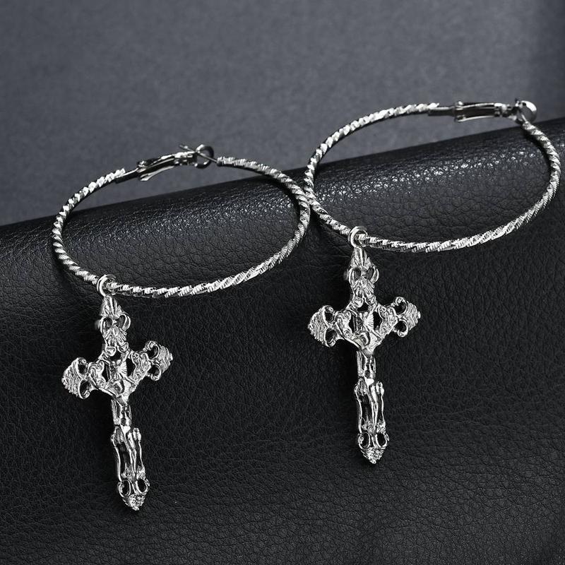 Серьги-крестики для женщин, серьги-подвески с крестом, серьги-капли, винтажные ювелирные аксессуары