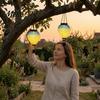 Decorative Metal Iron Lights Butterfly Hot Air Balloon Solar Hanging Light, Waterproof Outdoor Lantern with Powered Yard Decorations Embossed Pattern,
