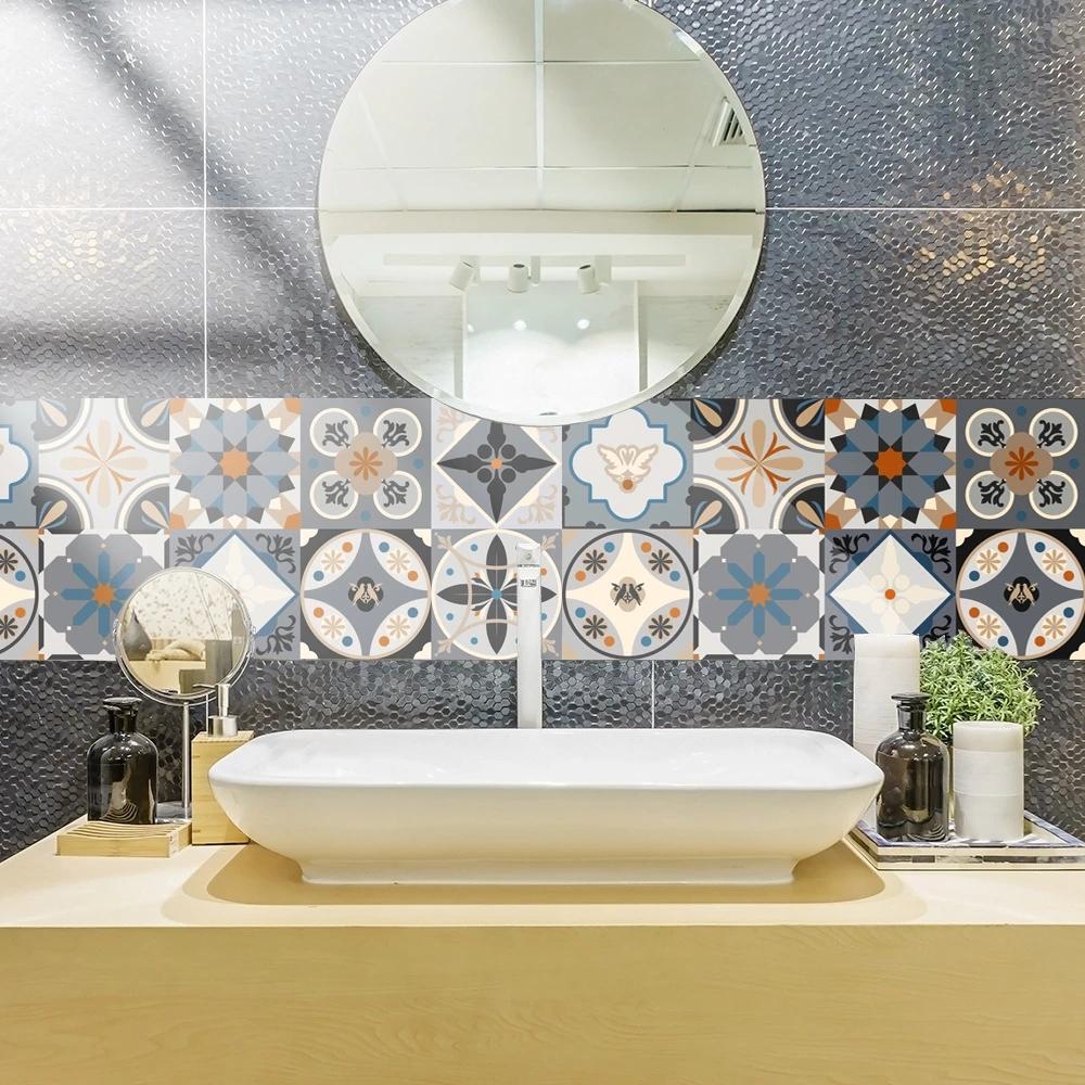 10 шт., наклейка на плитку в богемном стиле, кухонный фартук, маслостойкая ванная комната, водонепроницаемая, домашний декор, наклейки на стены, самоклеящаяся художественная фреска