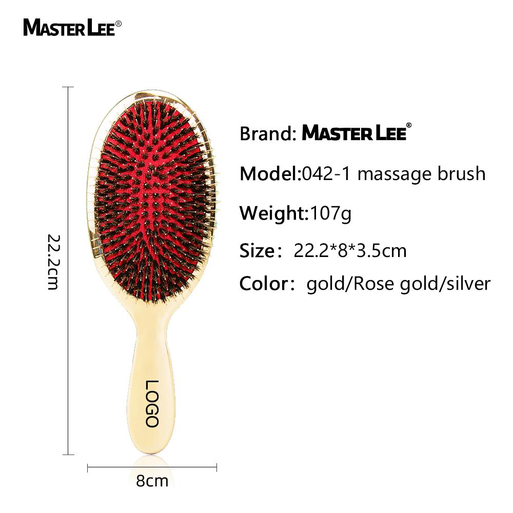 Rose Gold and Silver Metallic Finish Custom Logo ABS Nylon Teeth Boar Bristle Air Cushion Durable Extension Hair Brush