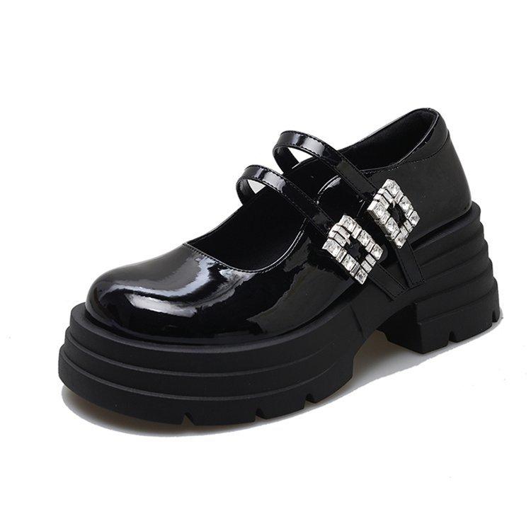 Korean Version of 7cm Small Leather Shoes Women's 2025 Spring and Autumn New Small Thick-soled Mary Jane Lace-up Loafers