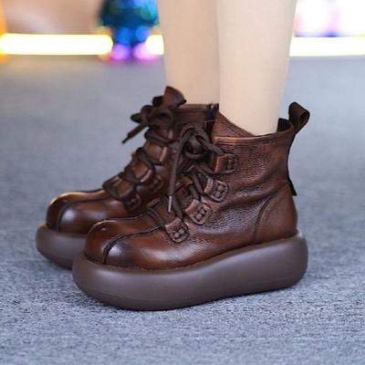 Ботильоны на платформе женские Ботильоны на высоком каблуке Кожаная обувь Повседневные кроссовки Зима 2025 Трендовая спортивная обувь Готическая обувь на шнуровке Ботинки женские