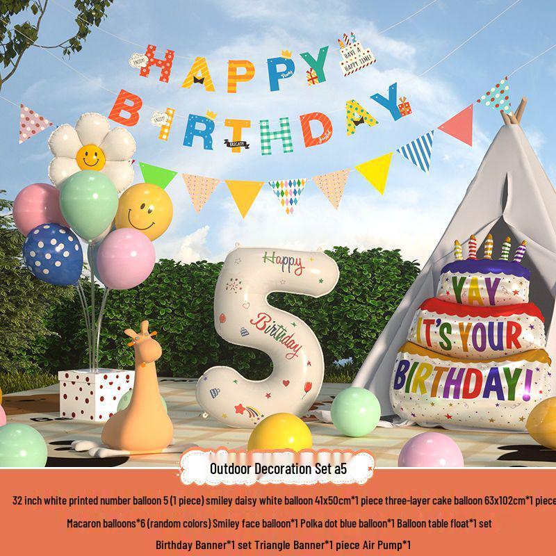 Сяохуншу Первый день рождения Кемпинг Вечеринка Шары и Баннер для Детей