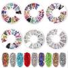 Круглая коробка с 12 ячейками, смола, акриловые круглые бриллианты, бриллианты с плоским дном, присоски-звездочки, бриллианты для ногтей, смешанные украшения для нейл-арта