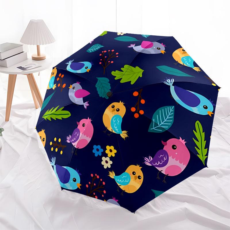 1pc Birds Nature Automatic Open/Close Umbrella - Compact Travel Umbrella with 8-Rib Durable Frame, Lightweight & Portable Design z10