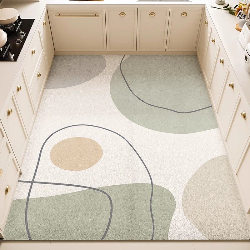 Ковер для кухни Водонепроницаемый напольный коврик Кожа ПВХ Длинные нескользящие коврики для ног Минималистичное украшение дома Коврик для балкона Альфомбра