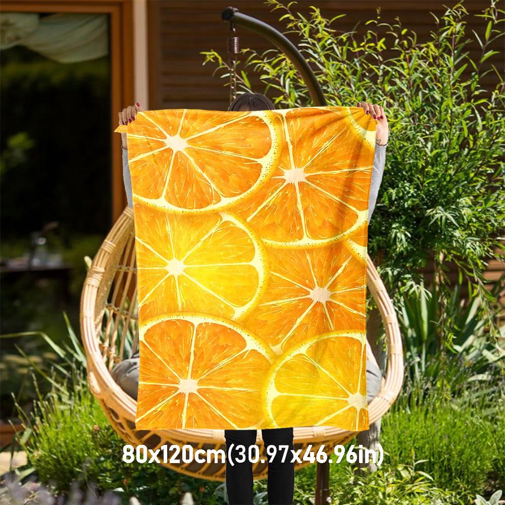 1PC orange slicesOutdoor Flannel Blanket - Soft Plush Decor for Picnics, camping, Bedroom, Playroom, Office, or Lunch Break 1339A