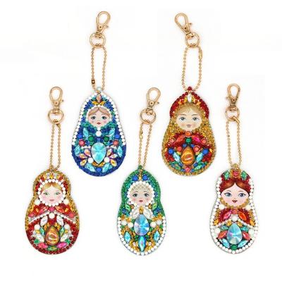 Брелок для ключей «сделай сам», вышивка крестиком, набор из 5 предметов, матрешка, 1 комплект популярных корейских игрушек