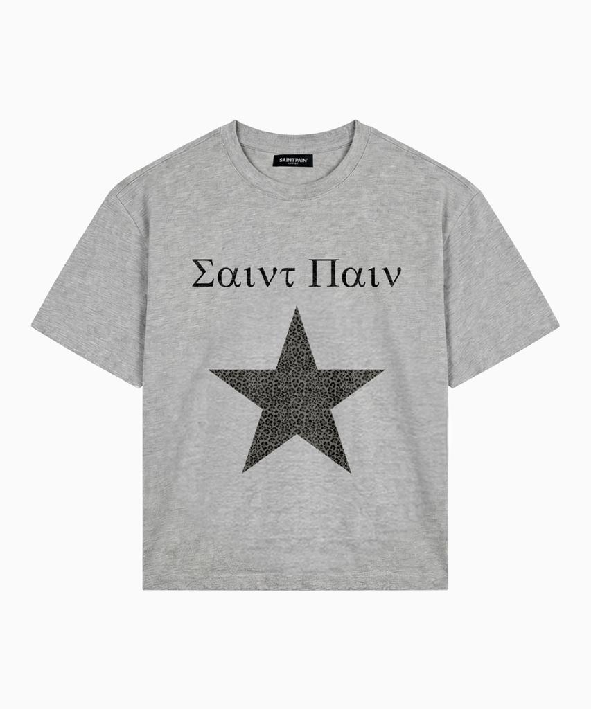 SAINTPAIN Sp Звезда Тяжелый Кроп Футболка с Коротким Рукавом Меланж Серый