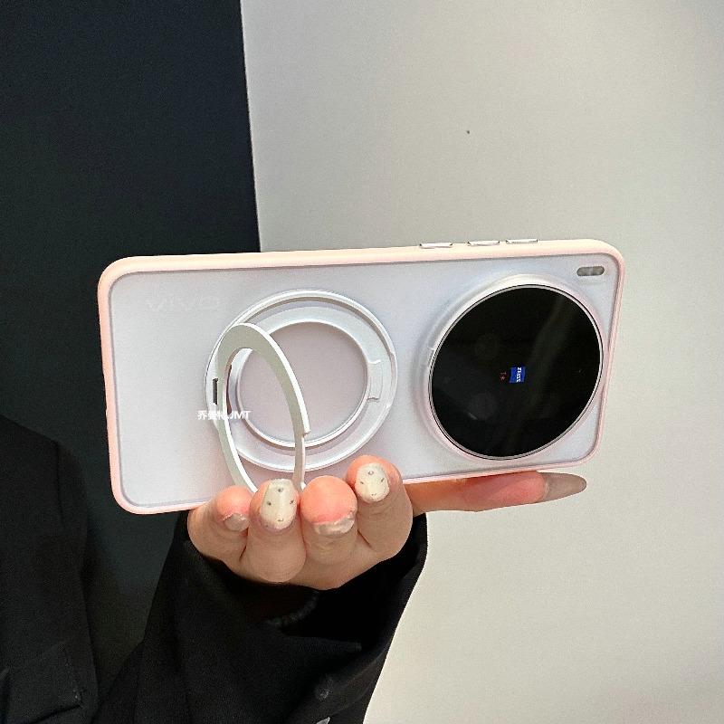 Чехол для Vivo X300 Ultra с поддержкой MagSafe, магнитный, 360°, с кольцом, матовый, прозрачный акрил, ощущение кожи, пылезащитный бампер