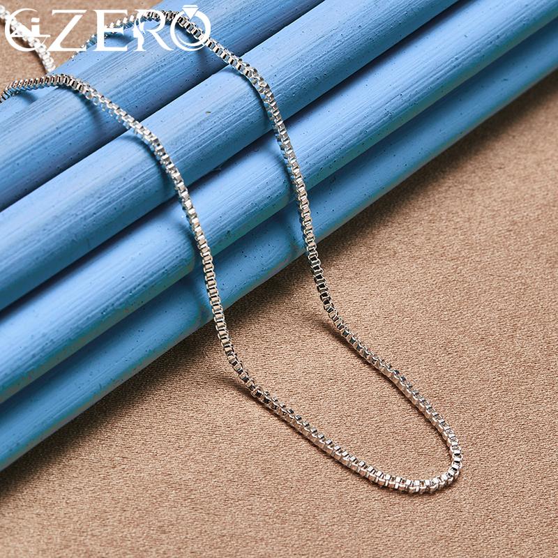 ALIZERO Золотые ожерелья 18 карат Серебро 925 пробы Базовое ожерелье-цепочка «Коробка» 1,5 мм Для женщин Мужчин Свадебной Вечеринки Модные Шарм-украшения