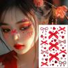 Татуировка-наклейка в виде банта для лица, макияж своими руками, красные бриллиантовые перламутровые банты, временная татуировка-наклейка, самоклеящаяся, для вечеринки, фестиваля