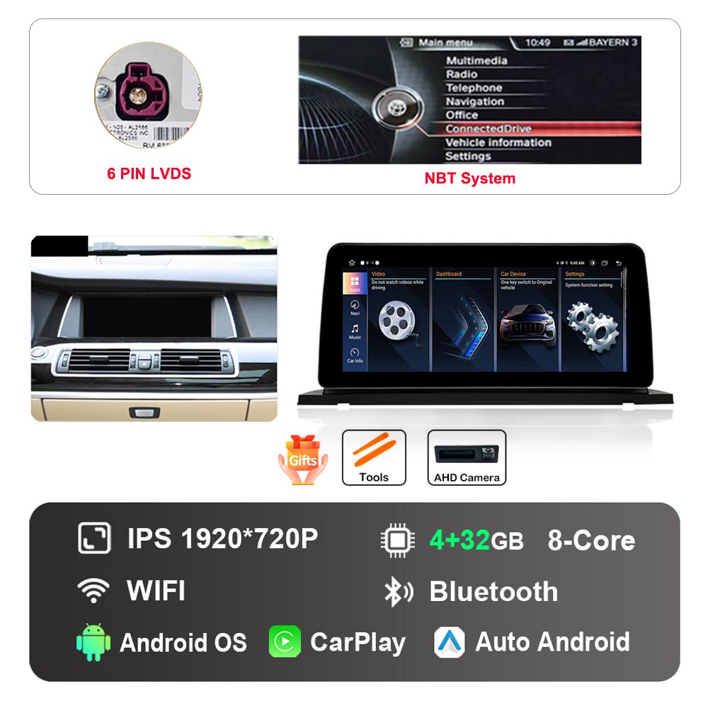 12,3-дюймовый HD сенсорный экран для BMW 5 серии F07 GT 2011 - 2017 система CIC NBT Android автомагнитола мультимедийный плеер DSP стерео GPS