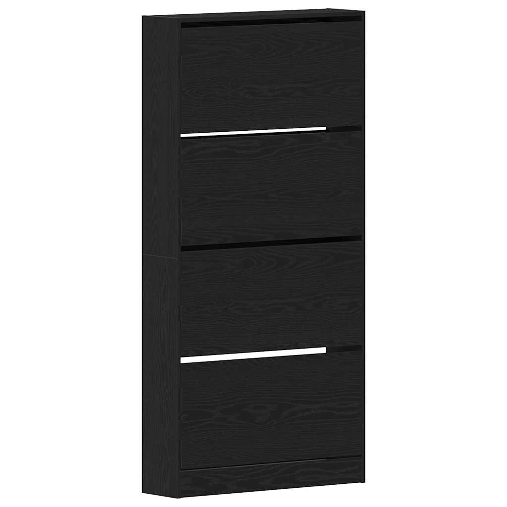 Shoe Cabinet with Shelf Black Oak Effect 80 x 21 x 163.5 cm