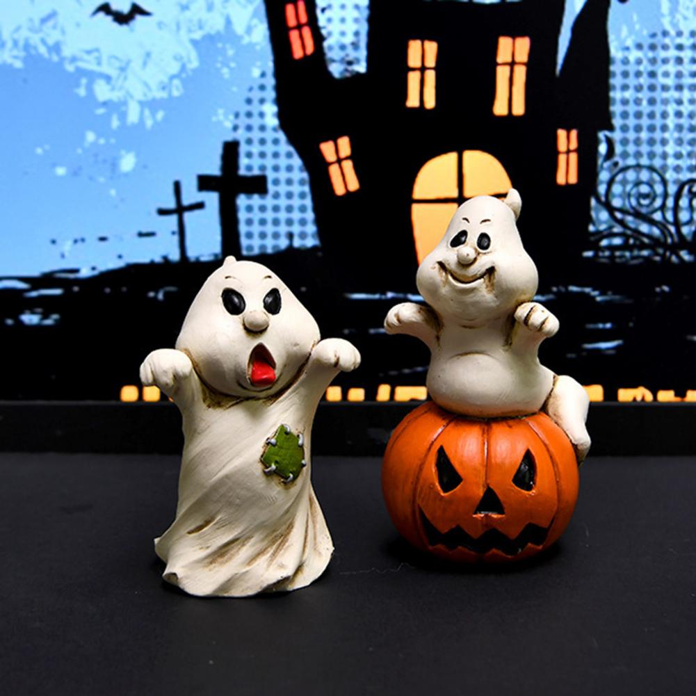 Украшения на тему Хэллоуина Жуткий набор смоляных украшений на Хэллоуин с домом с привидениями, демоном, корнем, надгробным камнем, светодиодной подсветкой, тыквой