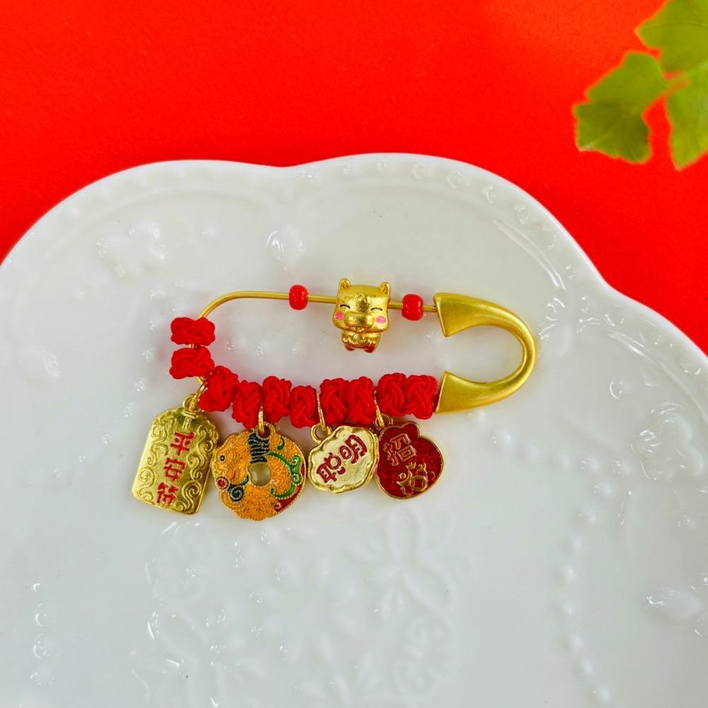 Брошь-подвеска в виде золотой лошади по знаку зодиака, пони с пескоструйной обработкой, защитная брошь, для новорожденного