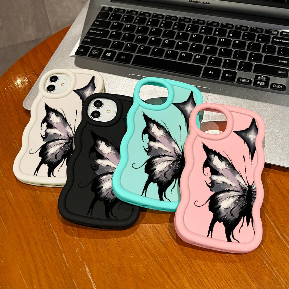 Черный мягкий чехол-бабочка для телефона Samsung Galaxy A52 A73 A12 S24 Ultra 5G S23 S22 S21 S20 FE Wave Edge противоударный защитный резиновый чехол