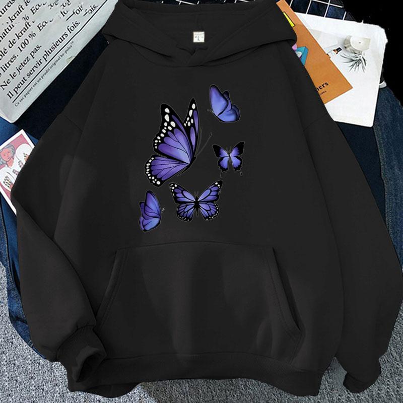 Funny 90s Graphic Butterfly Pattern Printed Hoodies Women's Men's Vintage Y2k Sweatshirts Hooded Clothes