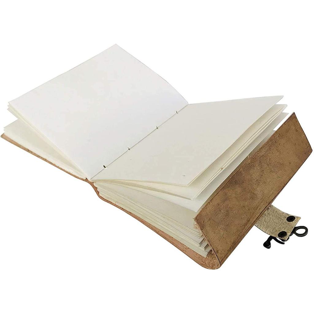 Leather Journal Leaf Notebook Travel Writing Diary or Vintage Sketch Book Cotton Paper for Men & Women (7x5 Inch)