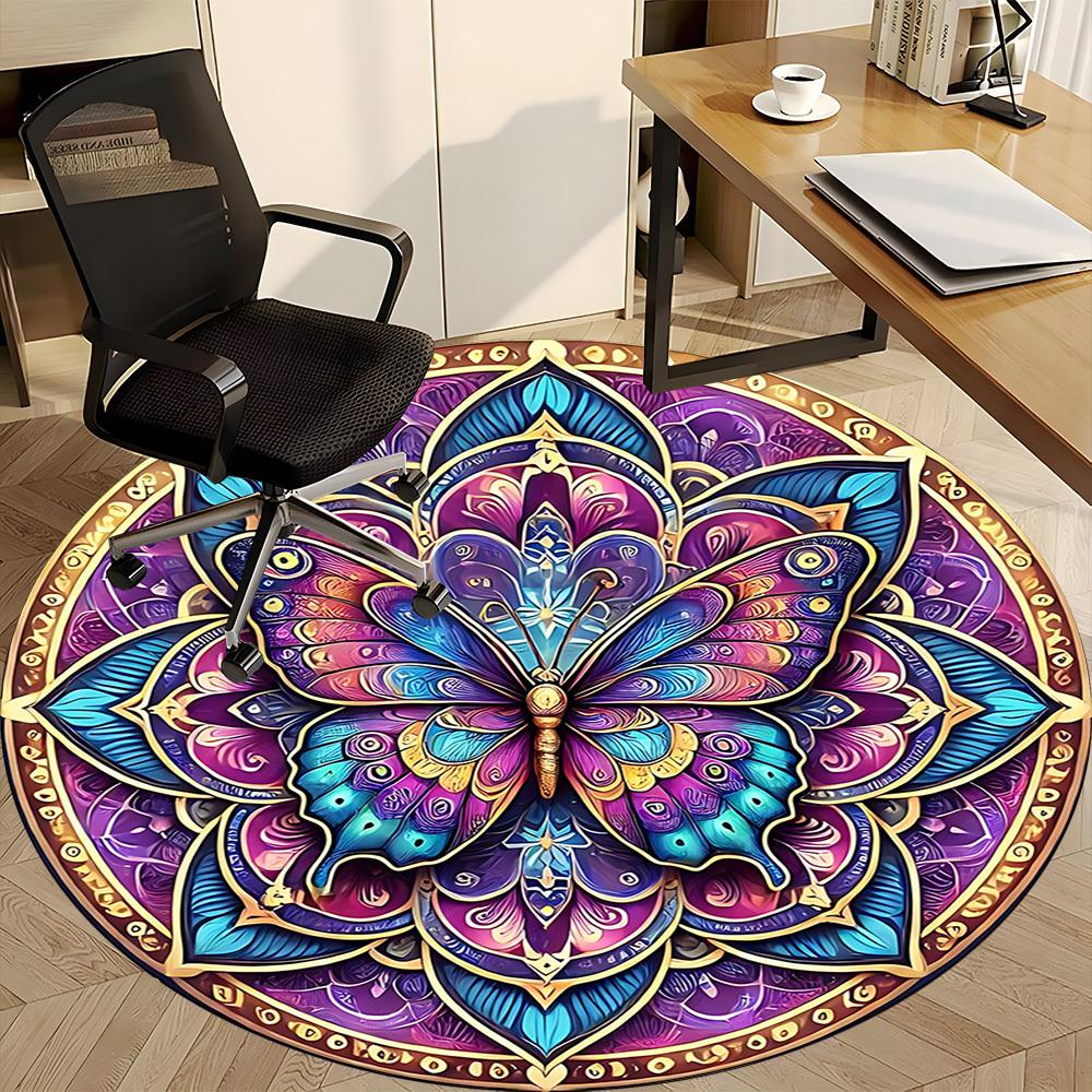 1pc Butterfly Mandala Artwork Chair Carpet for Office, Non-slip, Soft and Durable Office Rug for Decoration, Perfect for Office yy251229178