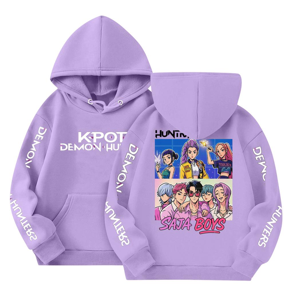 Child Fashion Lightweight Long Sleeve Pullover With Pockets Print Hoodie