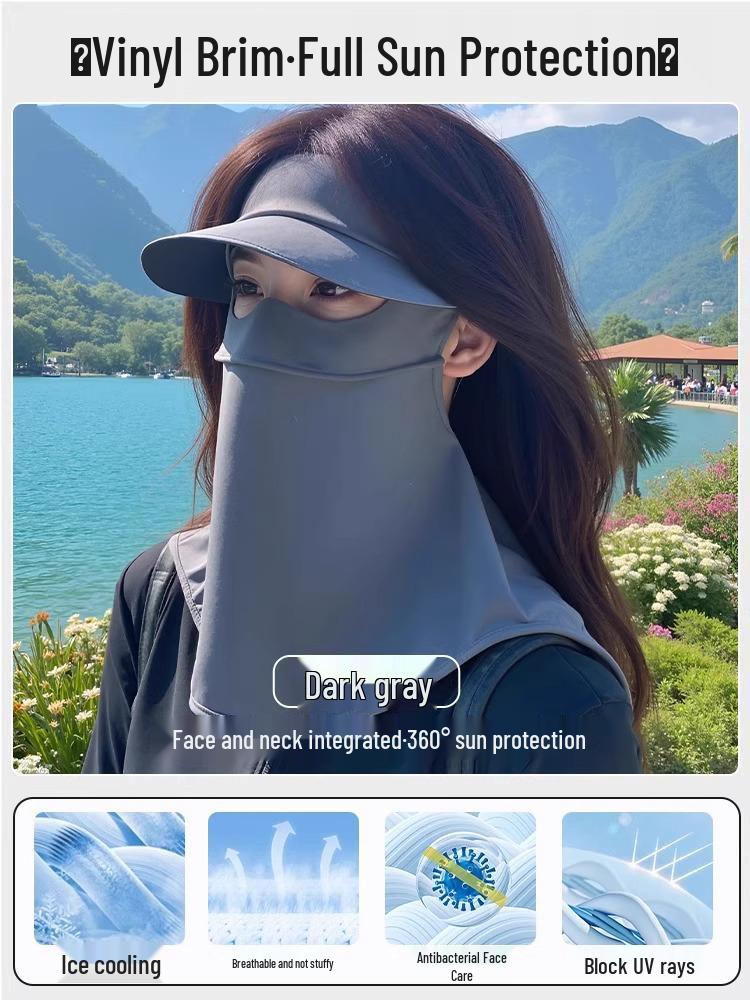 Women's Full Face Anti-UV Sunscreen Mask with Neck Protection - 2025 Summer Cycling Facekini