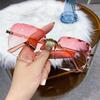 Женские солнцезащитные очки для защиты глаз, градиентные цветные солнцезащитные очки без оправы, анти-УФ-декоративные солнцезащитные очки для отдыха на открытом воздухе, пляжные аксессуары для глаз