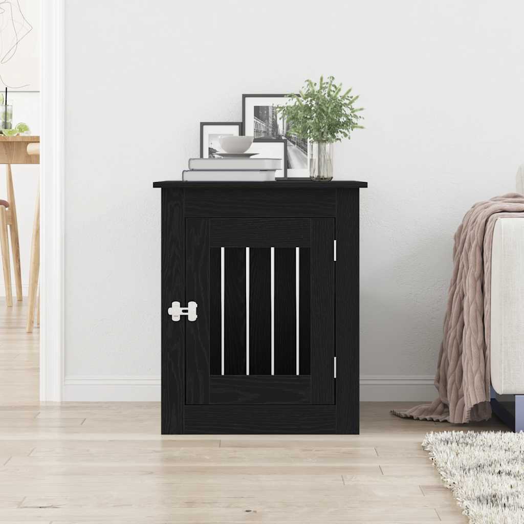 Dog Crate Furniture Black Oak 55 x 75 x 65 cm Engineered Wood