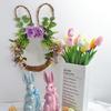 Пасхальный венок из кролика в форме кролика, искусственная ротанговая гирлянда с цветком, входная дверь фермерского дома