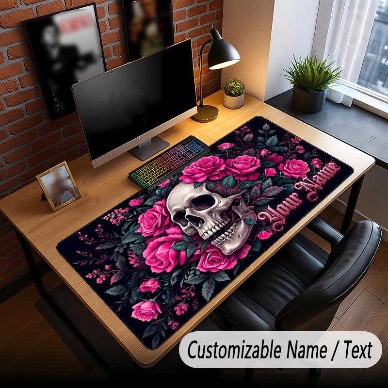 Skull Gothic Theme Custom Mouse Pad Personalized With Name Text Customized Desk Mat For Office Home Decor