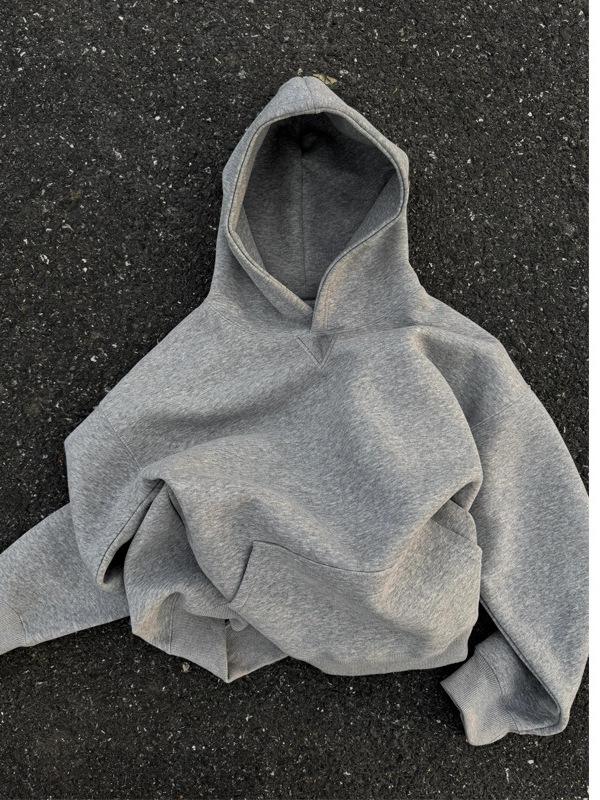 Women's Slim Fit Gray Hooded Sweatshirt - Petite Autumn Style 2025