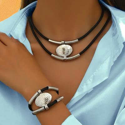 Модный комплект ювелирных изделий в стиле бохо, ожерелье и браслет для женщин