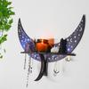 3 Colors Wall Mounted Moon Candle Holder Display Crystal Hanging Placement Shelf Wooden Decoration Candlestick Bohemian Decor