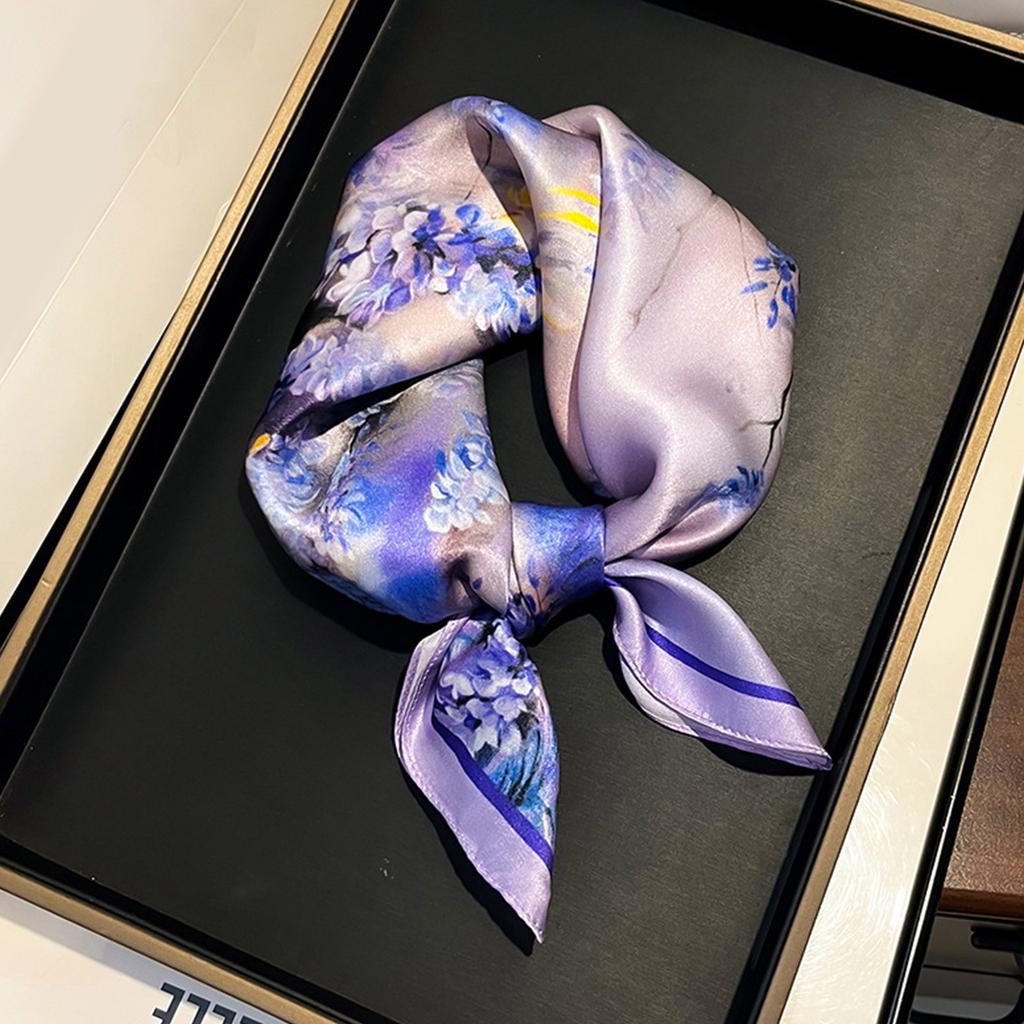 Spring And Summer Decorative Scarves, Geometric Color Blocked Silk Square Scarves, Silk Scarves, Women's Scarves