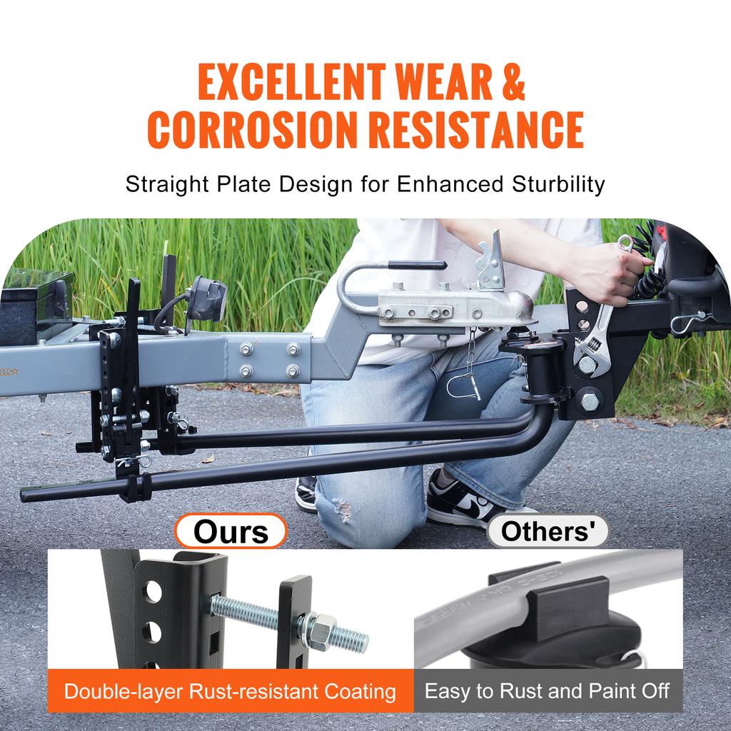 SucceBuy 1000/1500 lbs Distribution Hitch Load Leveling 4 Towing Tongue Distributing Hitches Kit with Sway Control for Trailer