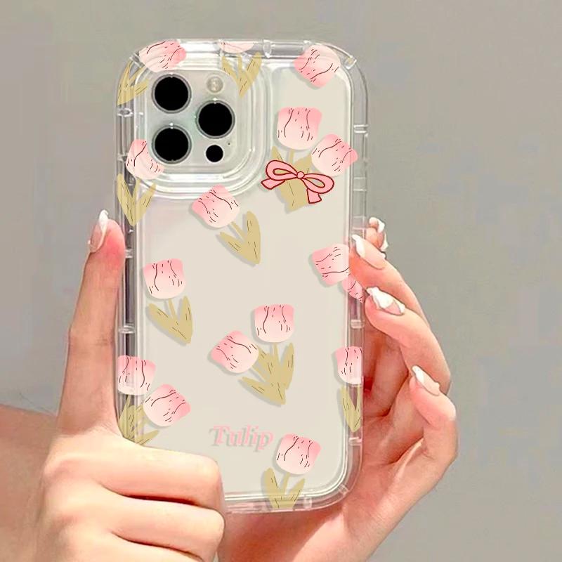 Модные цветочные прозрачные чехлы для телефона для lPhone 15 iPhone 17 Air 16e 16 Pro Max 14 13 11 12 XR XXs Max Capa Мягкая силиконовая крышка
