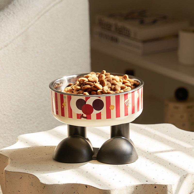 Приподнятая миска из нержавеющей стали для домашних животных с защитой от опрокидывания для кошек и собак