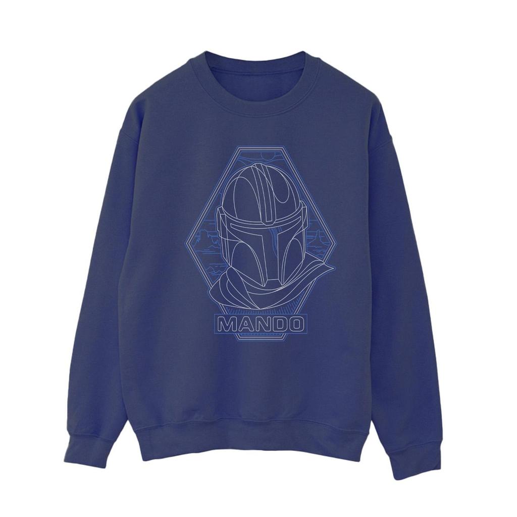 Star Wars Womens/Ladies The Mandalorian Outline Helm Diamond Sweatshirt
